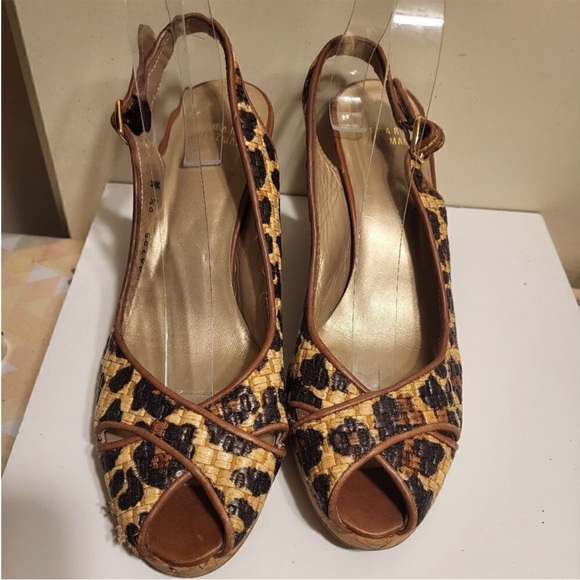 Stuart Weitzman Tan and Black Wedges - Picture 3 of 5